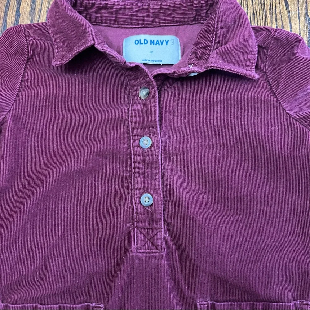 Old Navy Toddler Corduroy Shirt Dress Maroon Size 2T Christmas Holiday Sweet